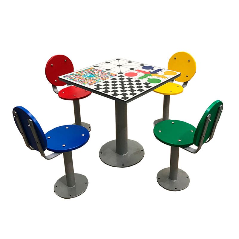 Outdoor tables with games