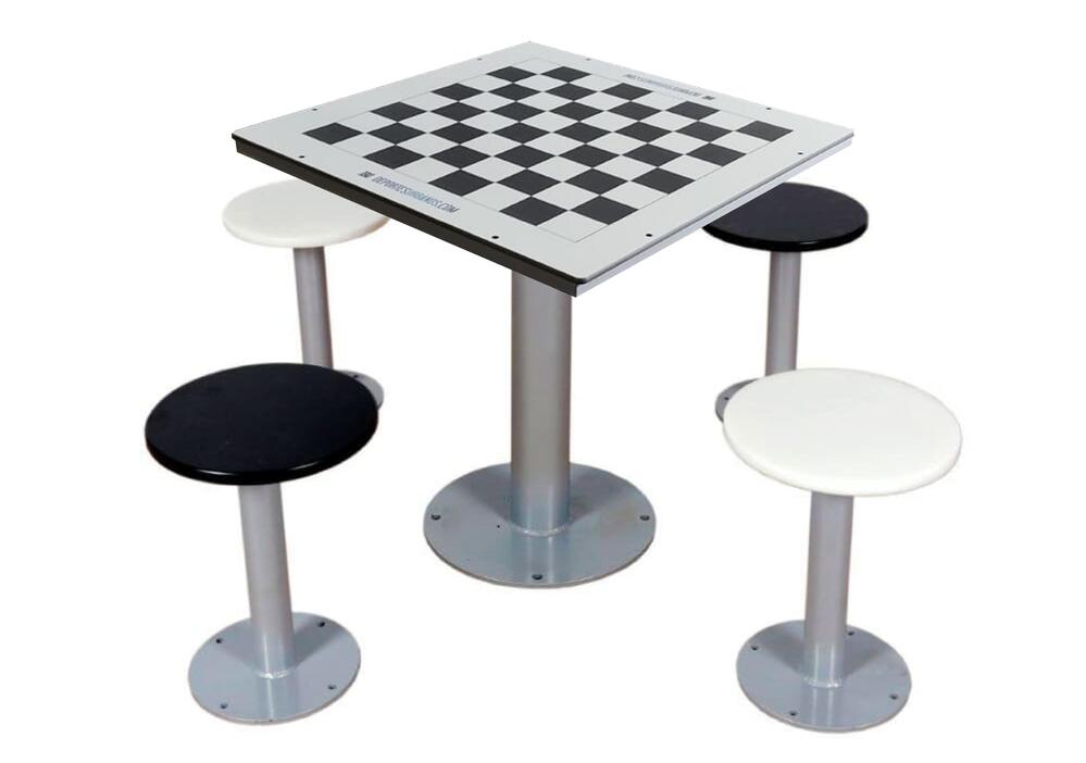 Mesa antivandálica con tablero de ajedrez y 4 asientos independientes