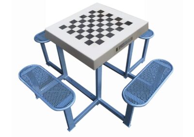 Table de jeux d'échecs d'extérieur "Forte" avec 4 bancs en acier galvanisé