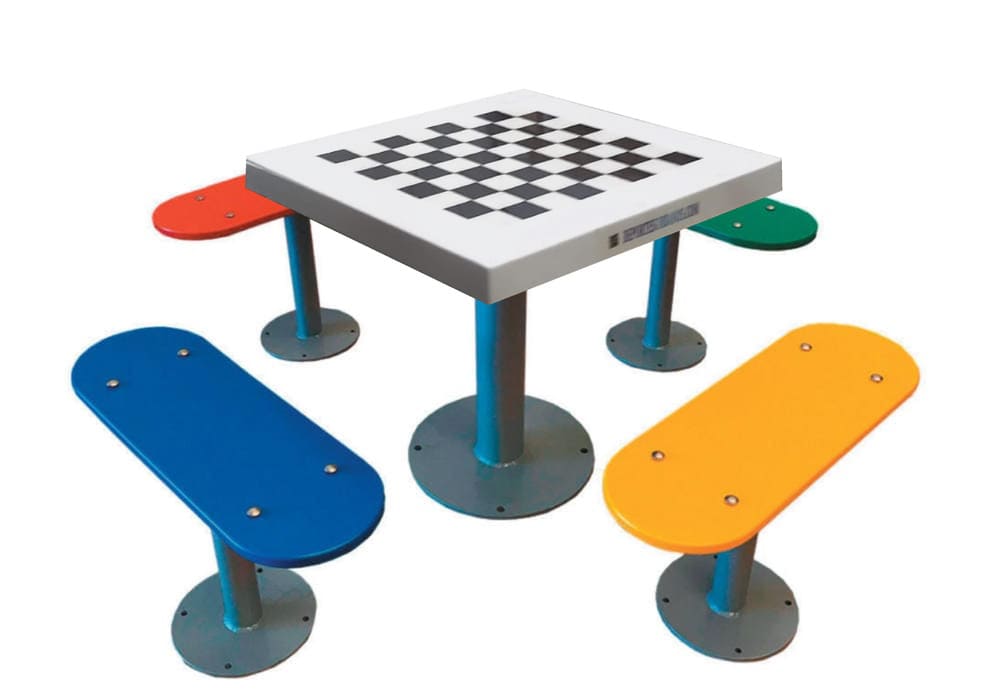 Outdoor chess set with 4 benches
