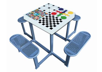 Forte multigame table with 4 galvanised steel benches