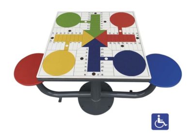 Adapted outdoor parcheesi table