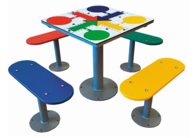 Ludo outdoor game table with 4 benches
