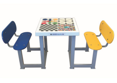 Multigame table with 2 benches for outdoor play
