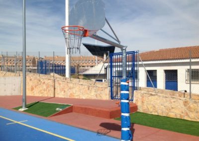 Outdoor basketball hoop in school