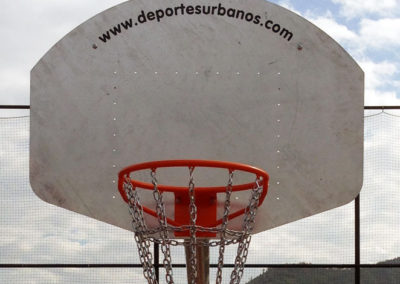 Outdoor mini-basketball hoop, front view