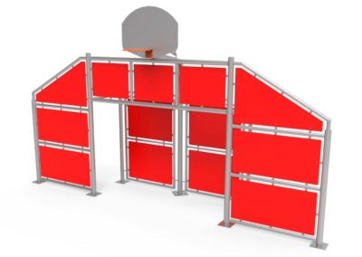 Large sportswall front with red panels