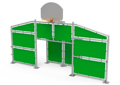 Frontal Multideportivo con paneles verdes