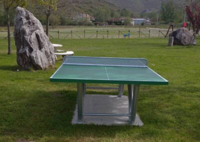 Sport Pro table tennis table set up in a public park.