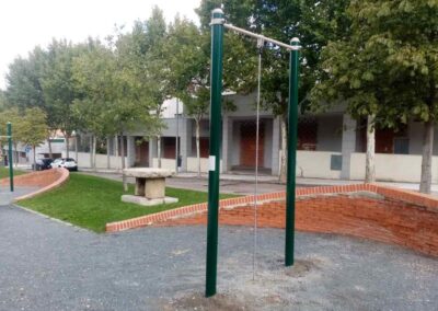 Calisthenics park with rope pull up pole
