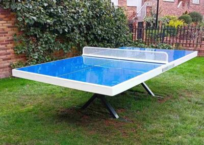 FORTE vandal-proof table tennis table installed in a garden.