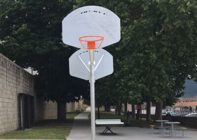 Canasta basket doble instalada en área recreativa.