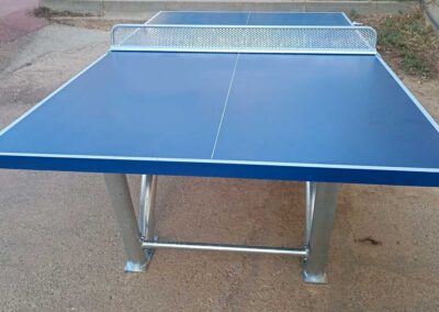 Detail of the blue Sport Pro table tennis table.