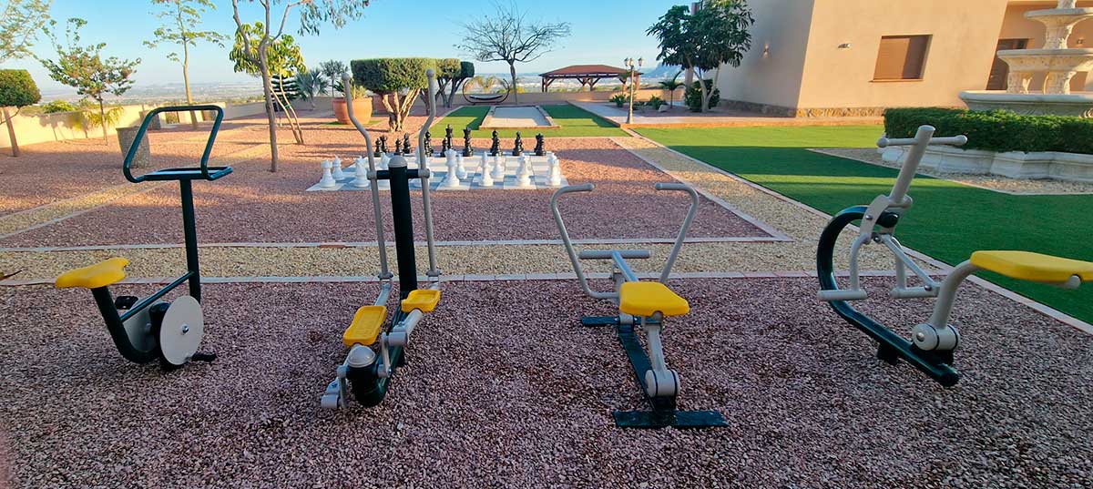 Our outdoor fitness machines installed in a designer park.